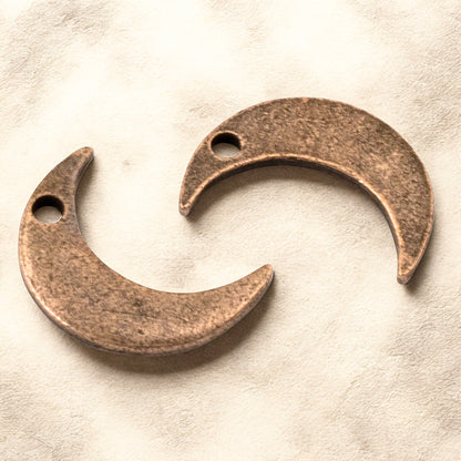 Celestial Moon Charms Antique Copper, 2Pc Crescent Metal Stamping Flat Tags