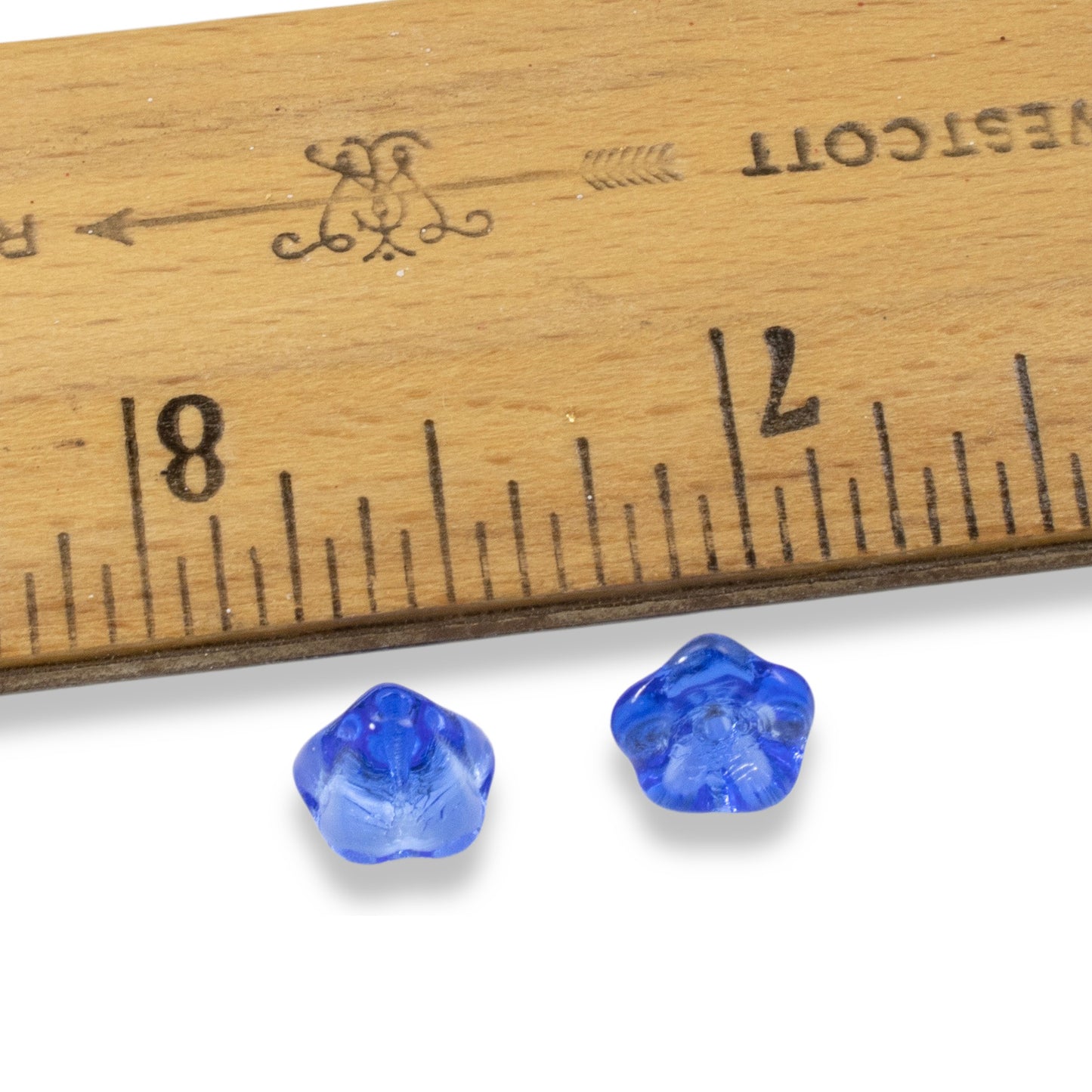 25 Bell Flower Beads - Sapphire Blue - Czech Glass - 6x8mm - DIY Jewelry Making