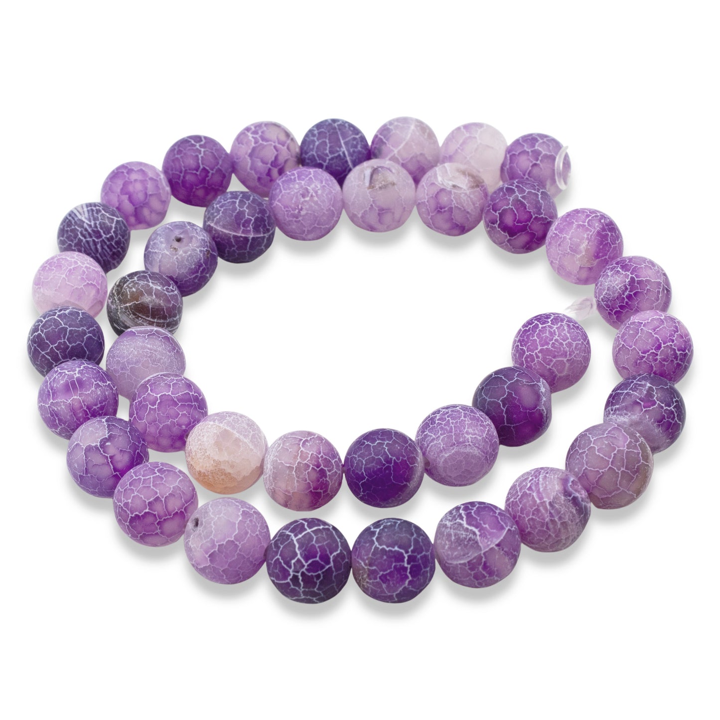 Purple Dragon Vein Agate Beads: 10mm Frosted Matte Round Gemstone, 15" Strand for Jewelry & Crafting