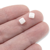 50 White Airy Pearl Tile Mini Beads, 5mm Square 2-Hole Czech Glass Beads