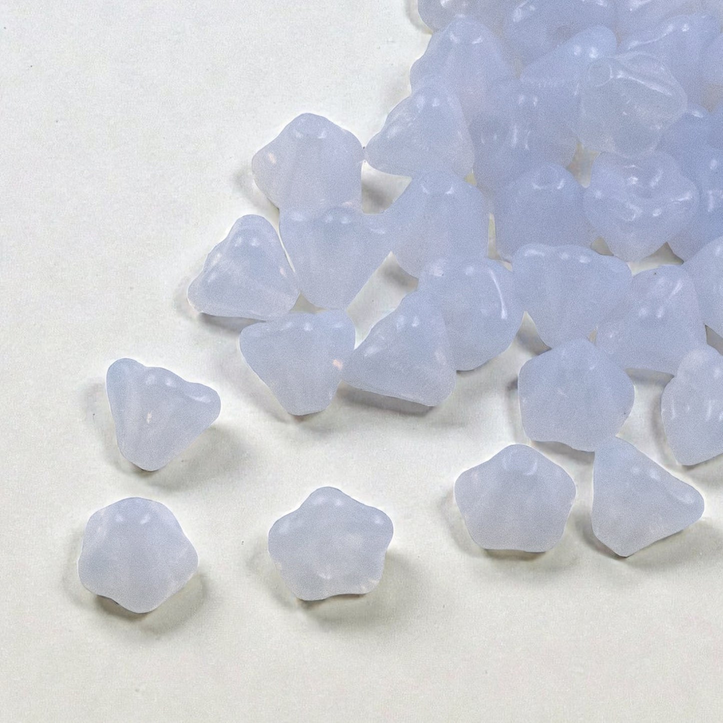 Sky Blue Opal Mini Bell Flower Beads: Czech Glass 4x6mm 50-Pack for DIY Jewelry