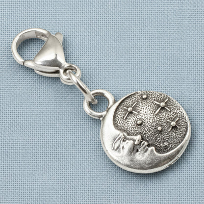 Starry Night Clip-On Charm, Celestial Moon Star Crystal, Dual-Sided Cosmic Jewelry, Astronomy Gift, Mystical Accessories, 1.5in