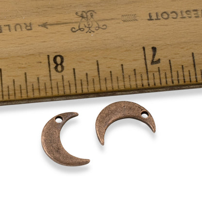 Celestial Moon Charms Antique Copper, 2Pc Crescent Metal Stamping Flat Tags