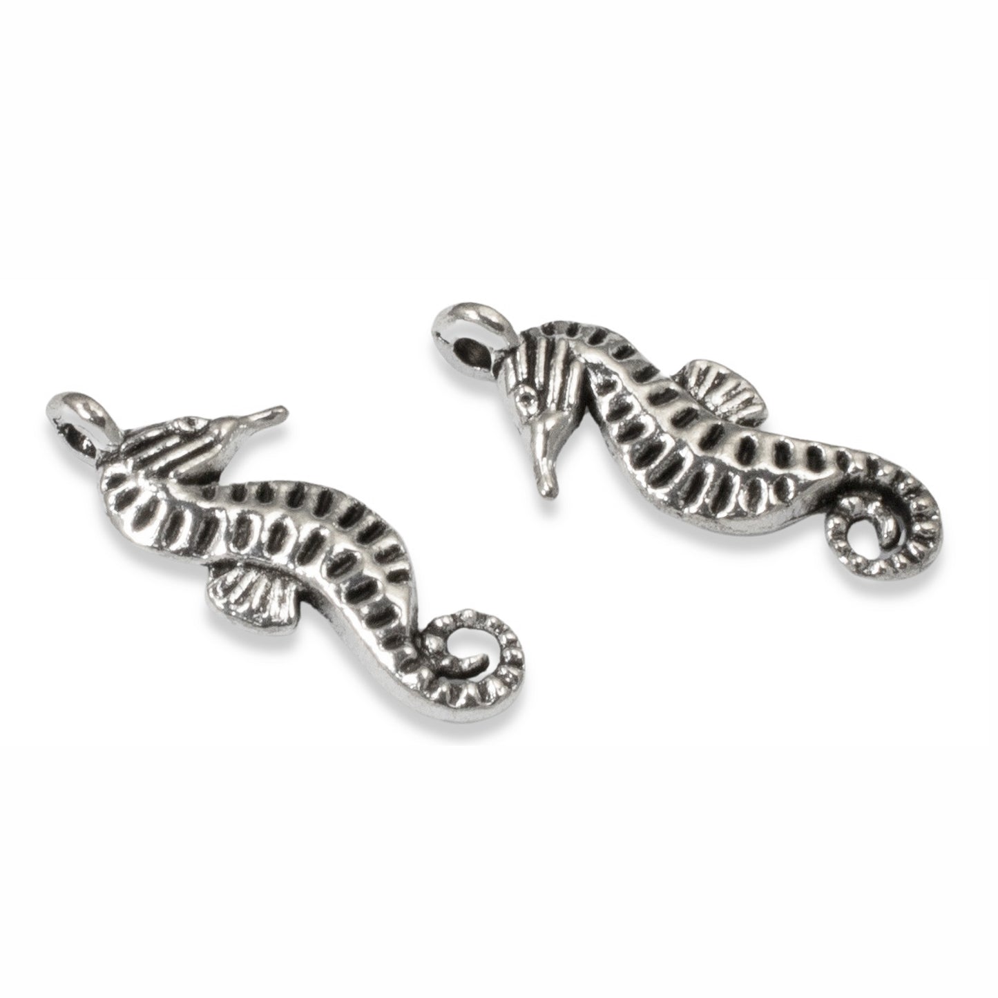 12 Silver Seahorse Charms -Versatile Seaside Pendants - Beach-Inspired Jewelry-Making and Crafts