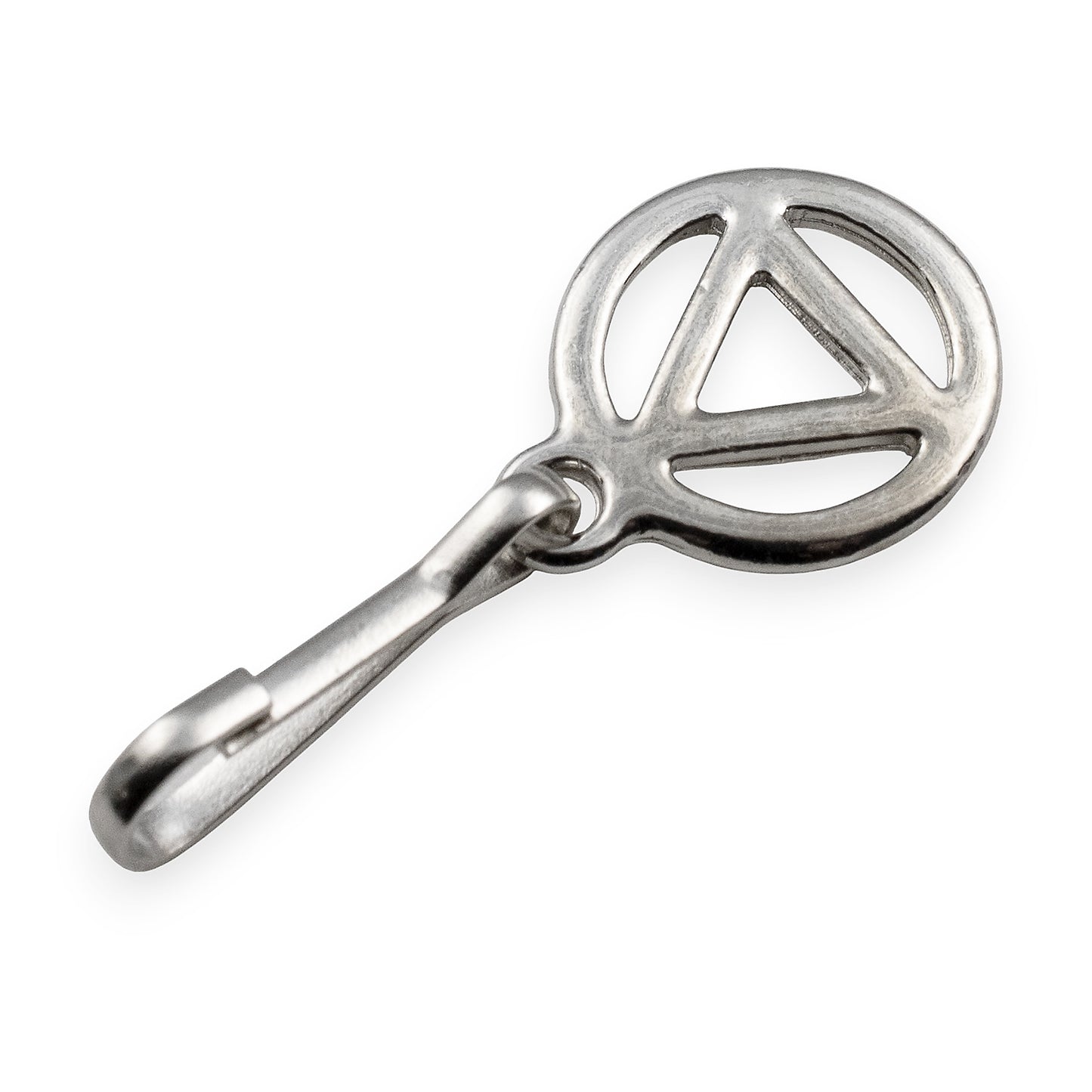 Recovery Silver Triangle Zipper Charm , Sobriety Clip-On, Inspirational Symbol Gift