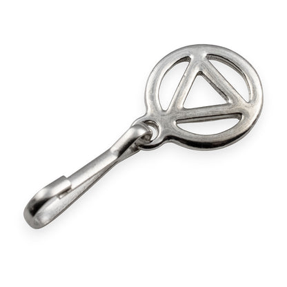 Recovery Silver Triangle Zipper Charm , Sobriety Clip-On, Inspirational Symbol Gift