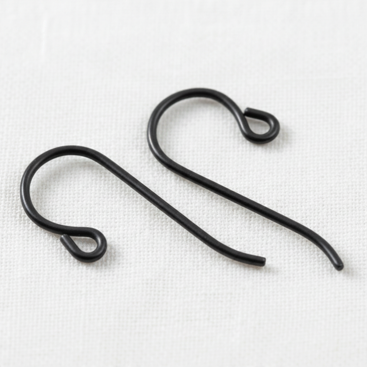 Hackberry Creek black niobium hypoallergenic French hook ear wires with small loops for minimalist jewelry designs