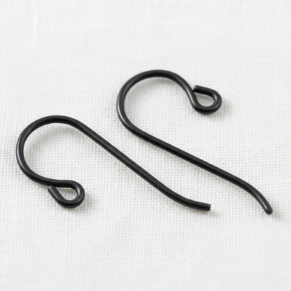 Hackberry Creek black niobium hypoallergenic French hook ear wires with small loops for minimalist jewelry designs