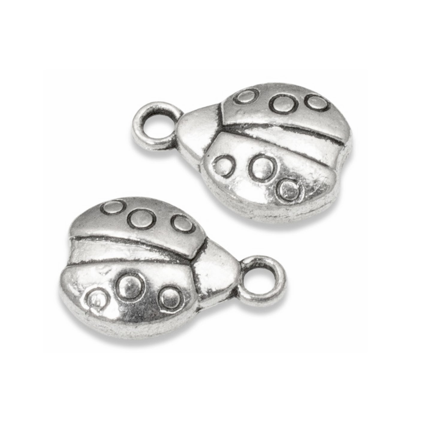 10 Silver Ladybug Charms, Detailed Insect Charms forJewelry Making and Crafts