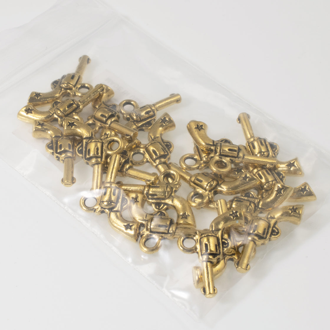 20-Pack Gold Six Shooter Charms - TierraCast Destash - Western Jewelry Accents for Jewelry Making