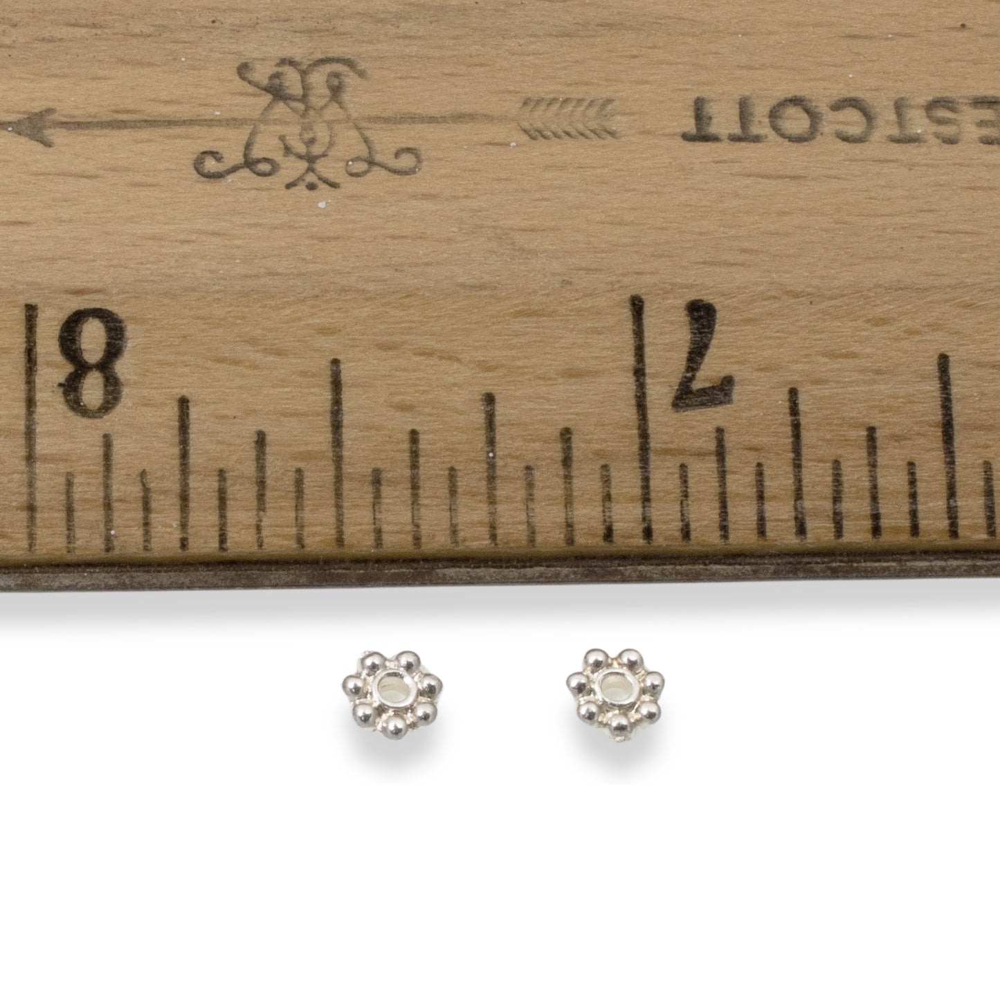 50 Bright Silver 4mm Daisy Spacers - TierraCast Designed - Tiny Jewelry Beads