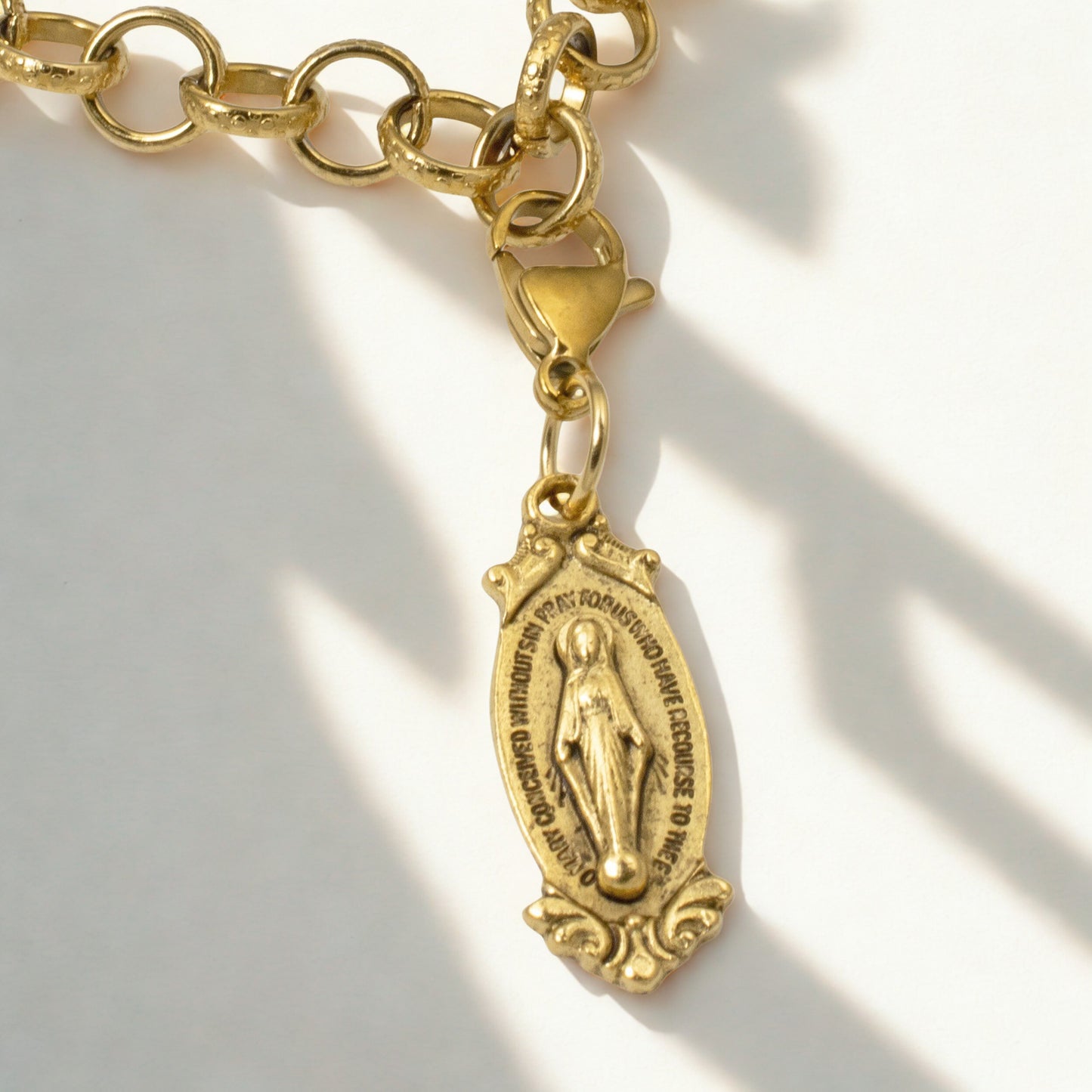 Miraculous Medal Clip On Charm: Gold Virgin Mary Catholic Jewelry Gift