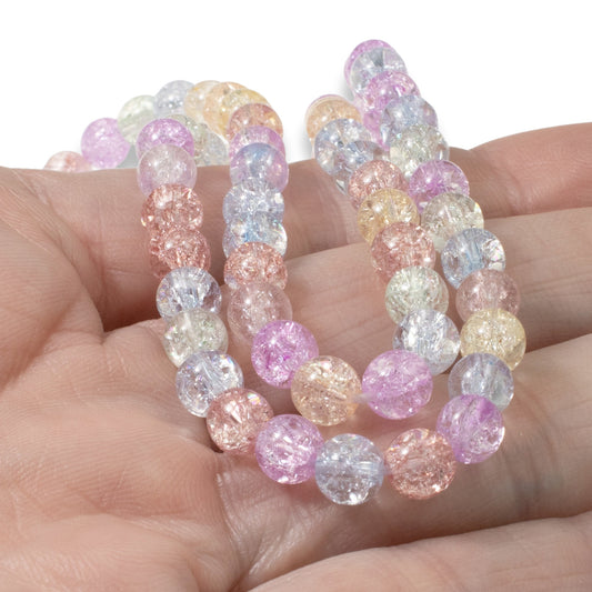 6mm Spring Pastel Beads - Mixed Crackle Glass Set - DIY Jewelry & Easter Crafts