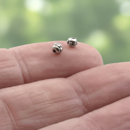50 Silver Beaded 3mm Round Seed Beads, Tiny Accent Beads for Elegant Jewelry