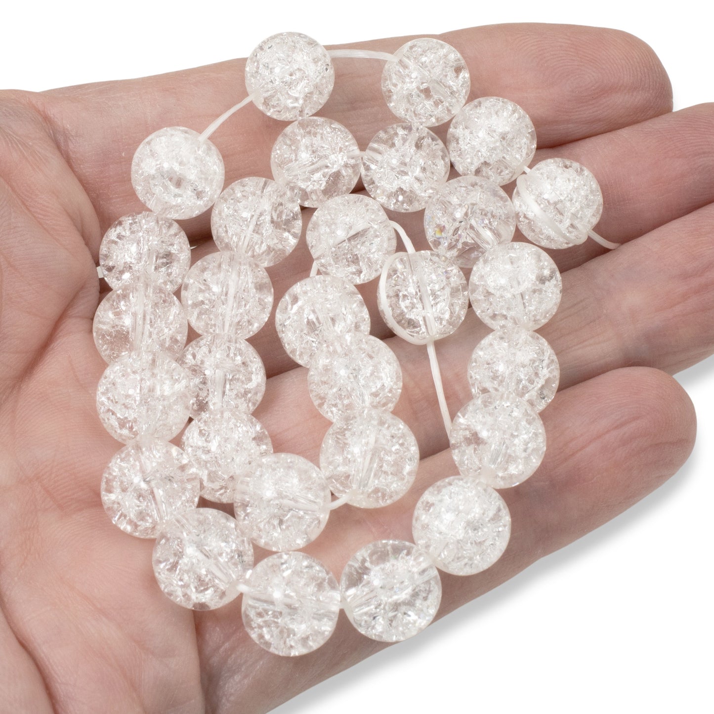 30 Clear Crackle Beads -10mm Round Glass Beads - Winter/Christmas Jewelry Making