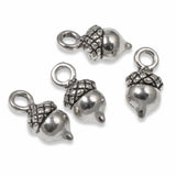 25 Silver Acorn Charms, Vintage-Style Craft Supplies For Fall DIY Jewelry Making
