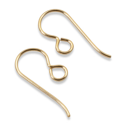 Gold Filled Ear Wires, 14/20 Regular Loop, USA Made Earring Hooks, 4-Pack