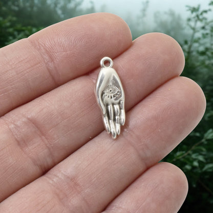 Evil Eye Hand Pendant, 4-Pack Silver Mystical Protection Symbol, Spiritual DIY