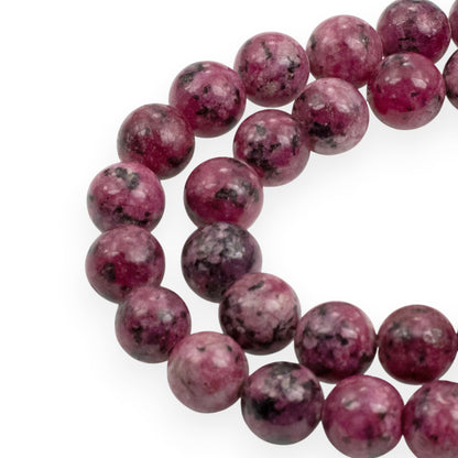 Sesame Jasper Beads: Mauve Pink 8mm Round Natural Stone 15-Inch Strand 48Pcs Speckled Gemstone