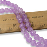 50 Crackle Glass Beads - Lavender - 8mm Round Bead Pack - Jewelry Supply