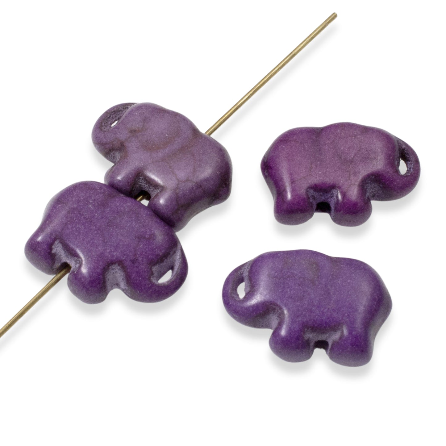 20 Purple Elephant Beads - Small Lucky Elephants - Animal Beads for DIY Jewelry