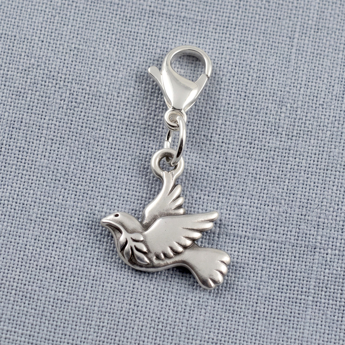 Silver Peace Dove Clip-On Charm, Zipper Pull, Purse Journal Bag Accessory, Christmas Gift, Meaningful Symbol, Stocking Stuffer