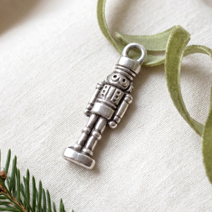 Silver Nutcracker Charms, 4 Pack Antique Pewter, Vintage Christmas Ballet Decor