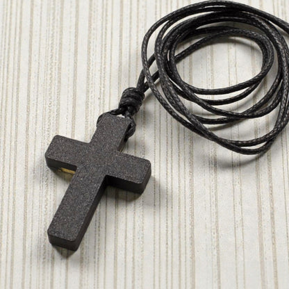 Black Kintsugi Cross Necklace, Inspirational Wearable Art, Handmade Pendant, Meaningful Gift, Japanese Philosophy Jewelry