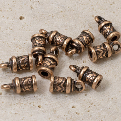 10 Copper Temple Leather Cord Ends 2mm, TierraCast Crimp End Cap Findings