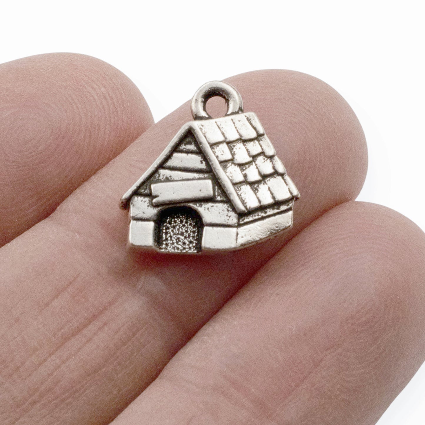 TierraCast Dog House Charms - Silver Pewter Pet Lover Jewelry Components 2 Pack