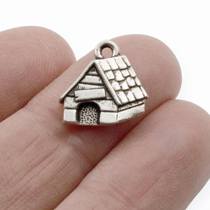 TierraCast Dog House Charms - Silver Pewter Pet Lover Jewelry Components 2 Pack