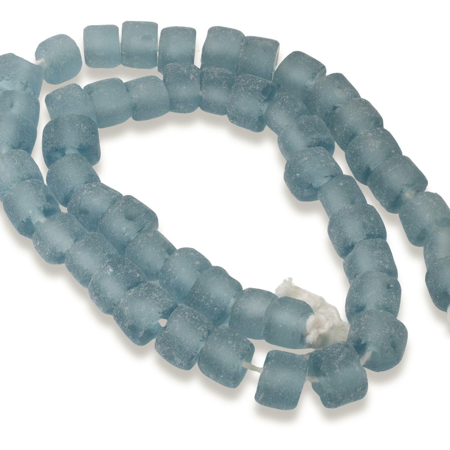 Blue Green Sea Glass Beads: 50 Recycled Matte Rondelle Beach Jewelry