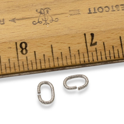 Antique Silver Textured Oval Jump Rings, 10-Pack Professional Grade 17 Gauge