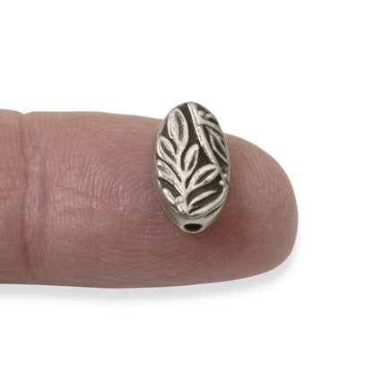 Botanical Leaf Beads 4-Pack, Antique Pewter Oval Beads 8x13mm, Nature Design Spacers