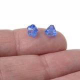 50 Baby Bell Flower Beads - Sapphire Blue - Czech Glass - 4x6mm Small Flowers