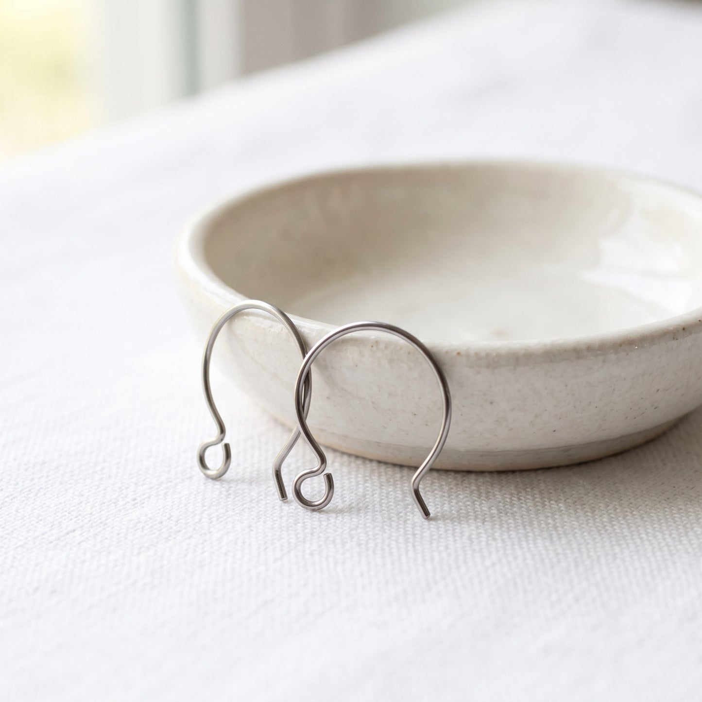 Gray Niobium Circle Hoop Ear Wires, Hypoallergenic, USA Made, 4-Pack