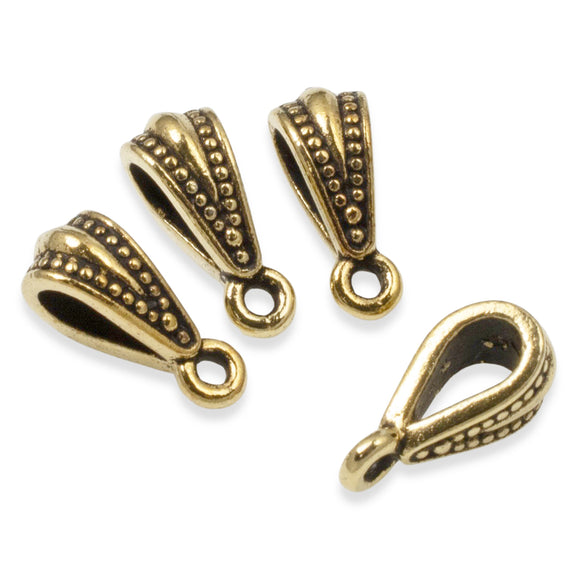 4 Gold Royal Pendant Bails - Ornate Pendant Holders - TierraCast Pewter