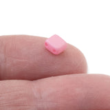 50 Tile Mini Beads - Matte Pink - 5mm Square - 2-Hole Czech Glass Beads
