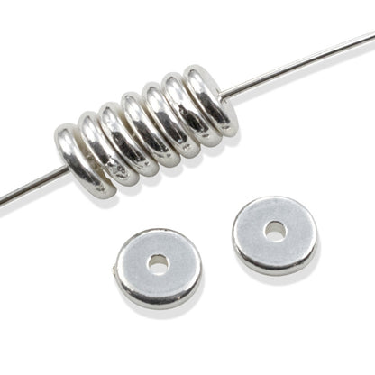 Silver 7mm Disk Spacer Beads: 25-Pack, Contemporary Heishi Modern Jewelry Design