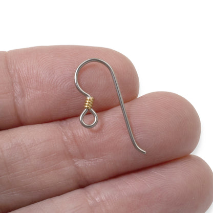10 Gray Niobium Ear Wires + Copper Coil - Hypoallergenic Earring Hooks