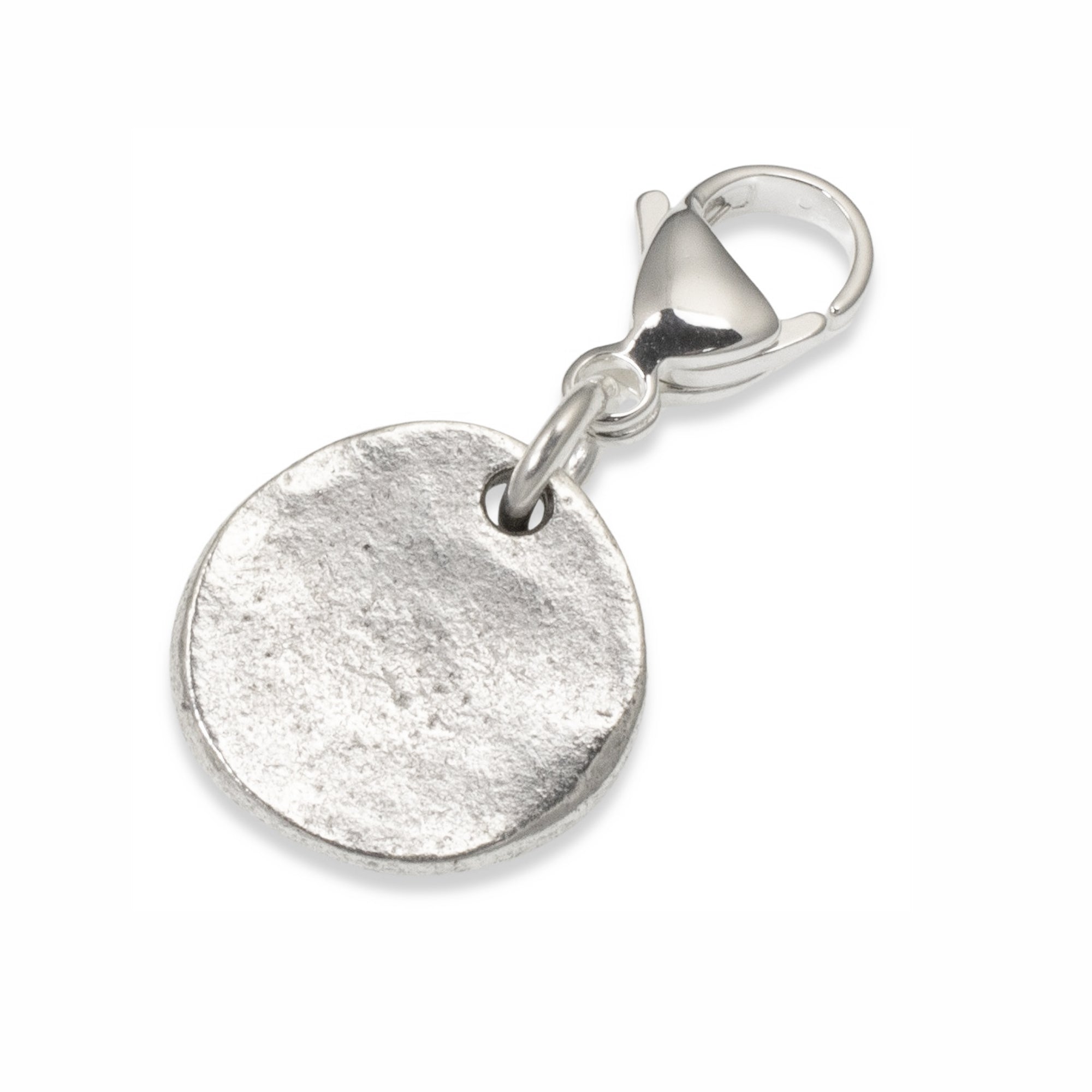 Silver Fossil Clip-On Charm, Prehistoric Accessory for Bags and Jewelry