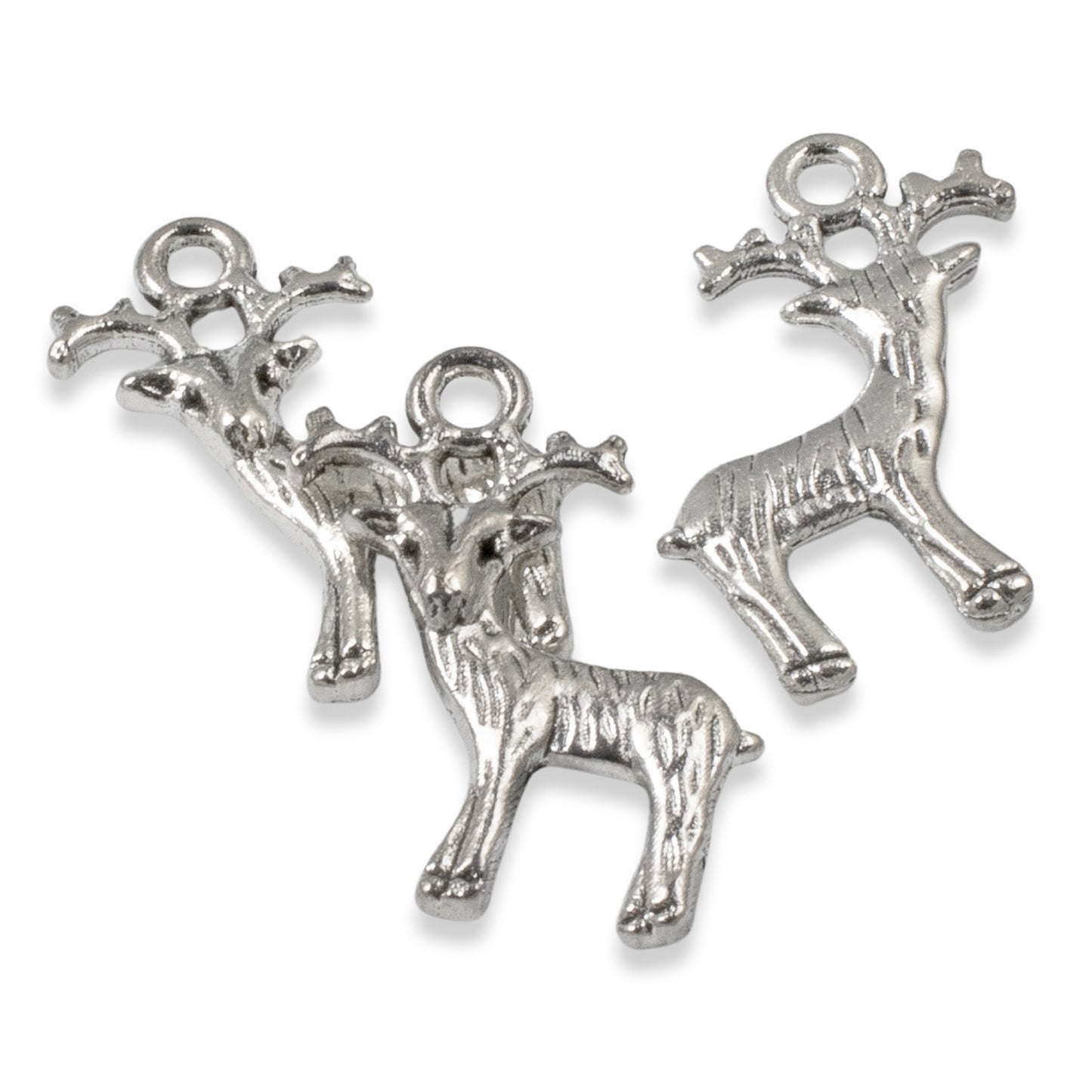 10 Silver Deer Charms, Nature Woodland Animal Pendant for DIY Jewelry & Crafts