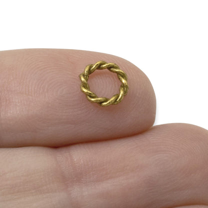 Antique Gold Rope Jump Rings: 10-Pack Mini Charm Necklace Connectors DIY Jewelry