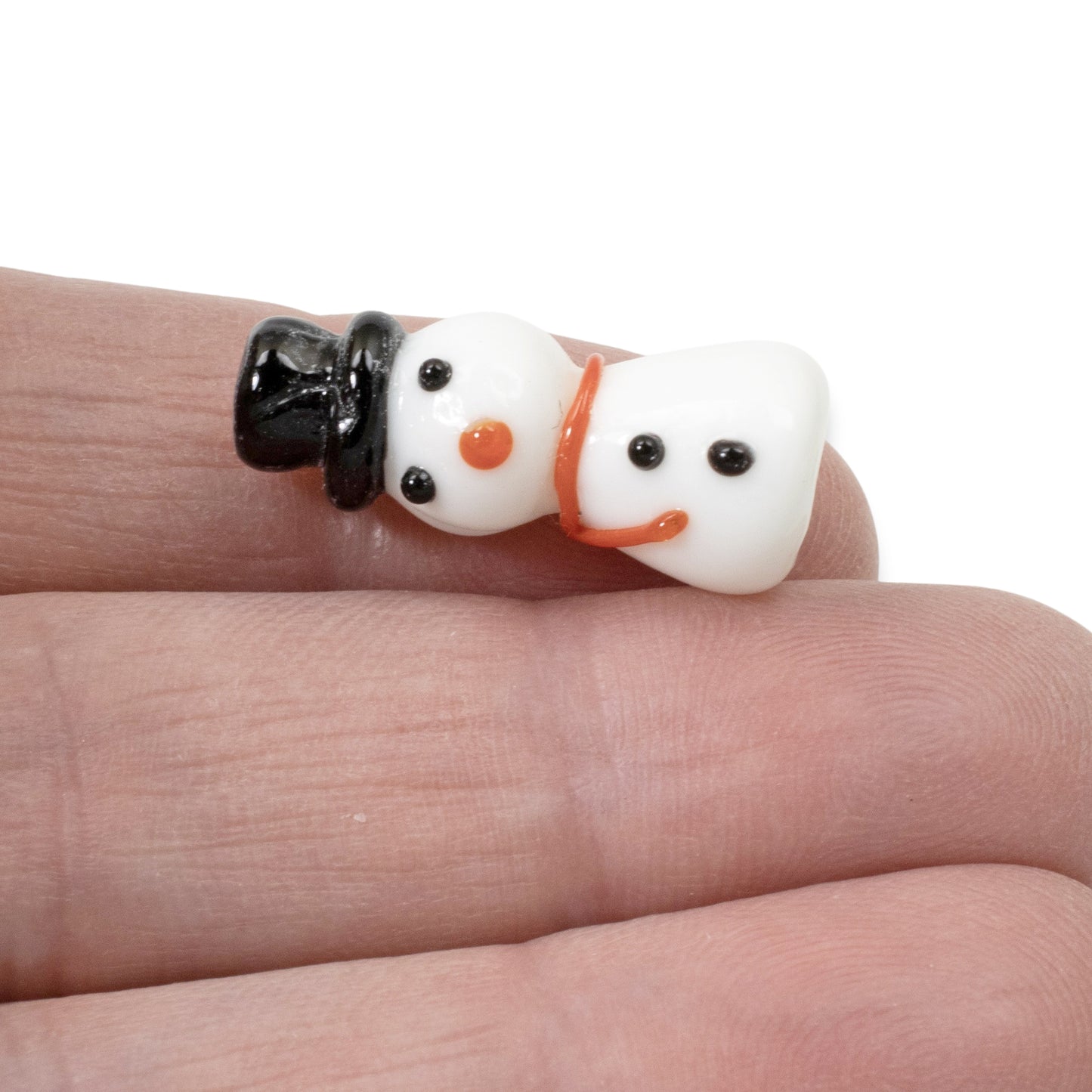 4-Pack Snowman Beads, Christmas Holiday Lampwork for Jewelry Making & Crafts