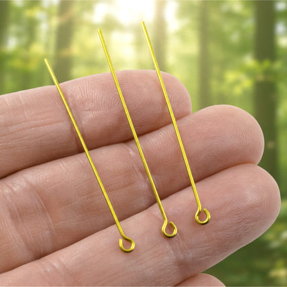 Yellow Niobium Eye Pins 21G 1.75" Hypoallergenic USA Made 20pk
