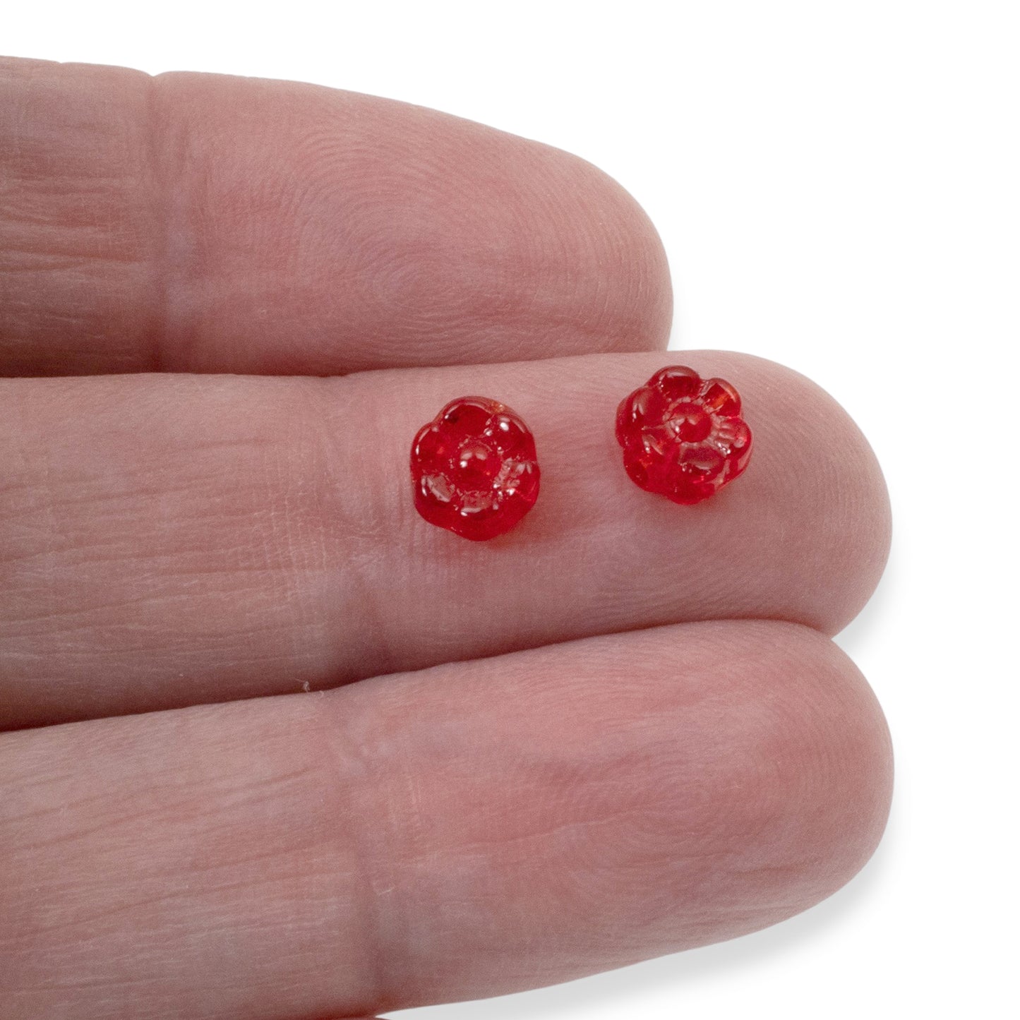 50 Siam Red Daisy Flower Beads - 6mm Czech Glass Beads - Perfect for DIY Jewelry and Holiday Gifts