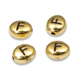 4 Gold Letter "F" Alphabet Beads, TierraCast Oval Initial Beads for DIY Jewelry