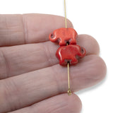 20 Red Elephant Beads - Small Lucky Elephants - Animal Beads for DIY Jewelry