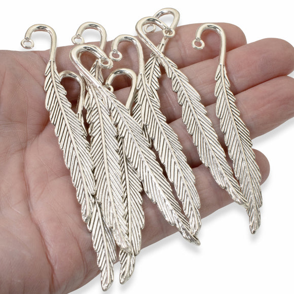 10 Metal Bookmarks - Small Silver Feather - Custom Bookmark Set - DIY Book Lover Gift