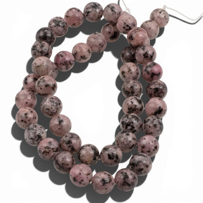 Sesame Jasper Beads: Light Pink 8mm Round Natural Stone 15-Inch Strand, 48Pcs Speckled Gemstone